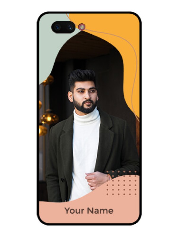 Custom Realme C1 2019 Personalized Glass Phone Case - Tri-coloured overlay design