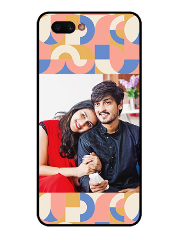 Custom Realme C1 2019 Photo Printing on Glass Case - Semi-circle Maze Pattern Design