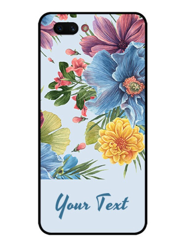 Custom Realme C1 2019 Custom Glass Mobile Case - Stunning Watercolored Flowers Painting Design