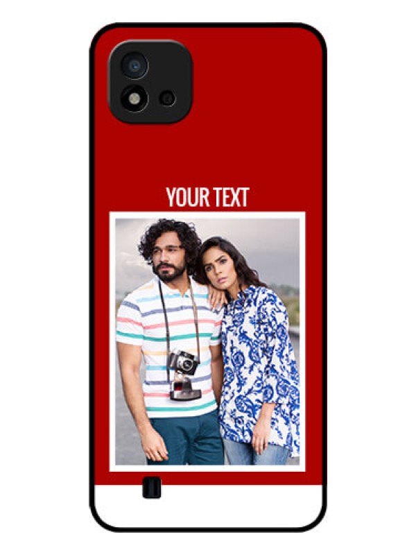 Custom Realme C11 2021 Personalized Glass Phone Case - Simple Red Color Design