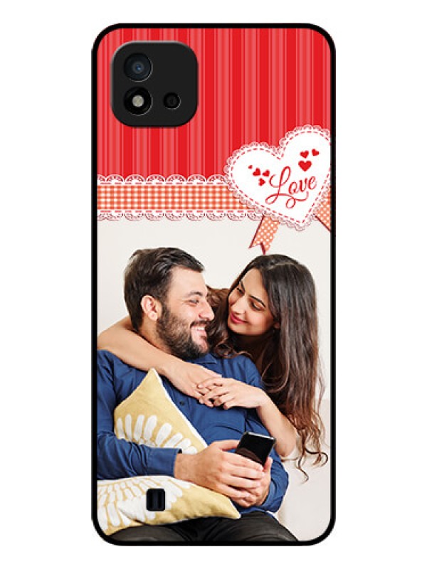 Custom Realme C11 2021 Custom Glass Mobile Case - Red Love Pattern Design
