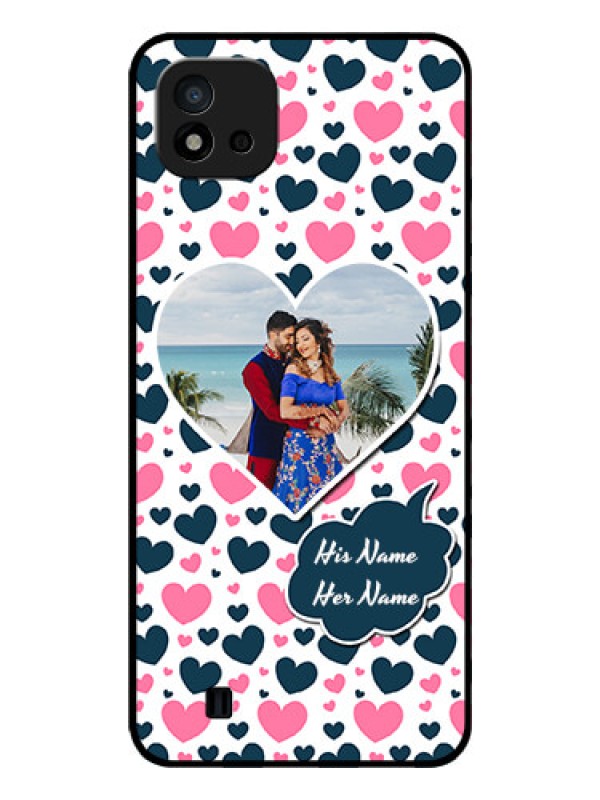 Custom Realme C11 2021 Custom Glass Phone Case - Pink & Blue Heart Design