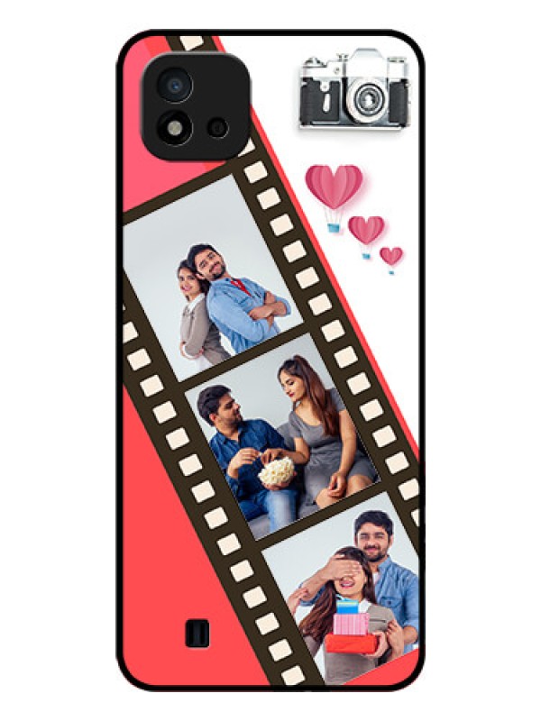 Custom Realme C11 2021 Personalized Glass Phone Case - 3 Image Holder with Film Reel