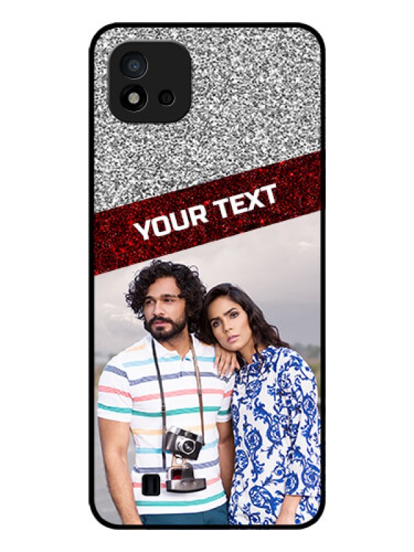 Custom Realme C11 2021 Personalized Glass Phone Case - Image Holder with Glitter Strip Design