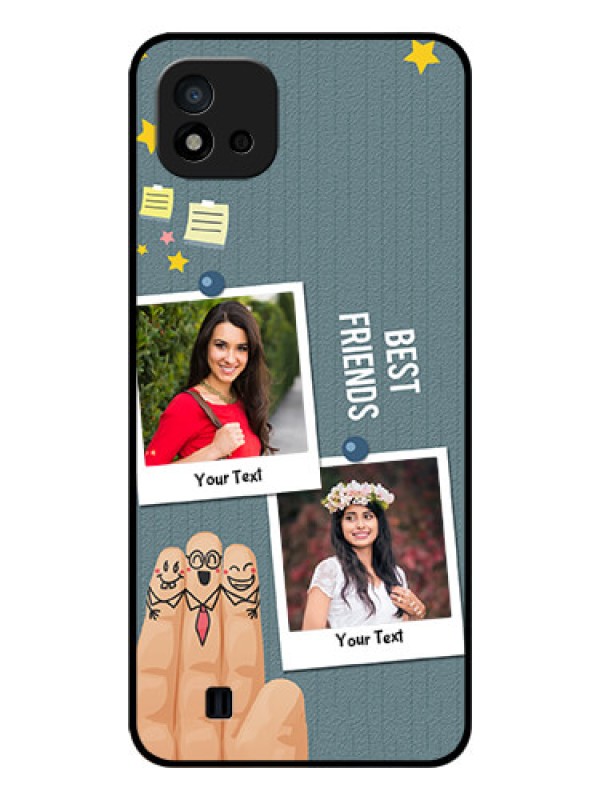 Custom Realme C11 2021 Personalized Glass Phone Case - Sticky Frames and Friendship Design
