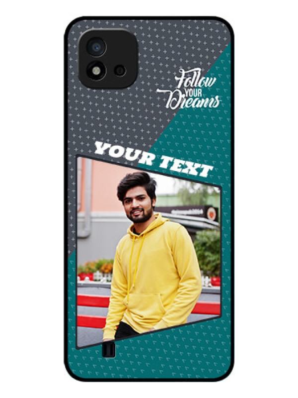 Custom Realme C11 2021 Personalized Glass Phone Case - Background Pattern Design with Quote