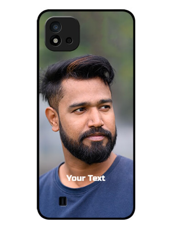 Custom Realme C11 2021 Glass Mobile Cover: Photo with Text