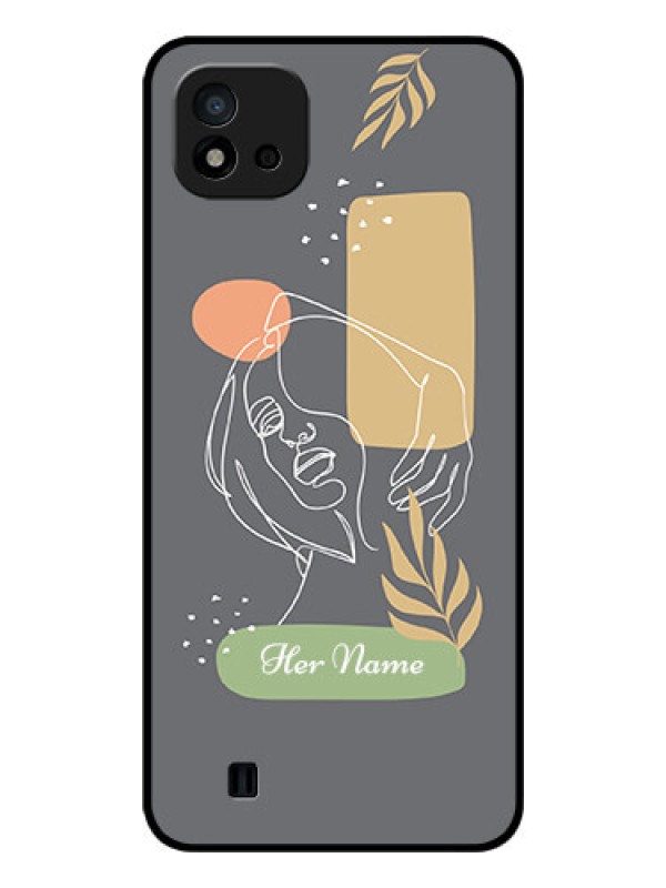 Custom Realme C11 2021 Custom Glass Phone Case - Gazing Woman line art Design
