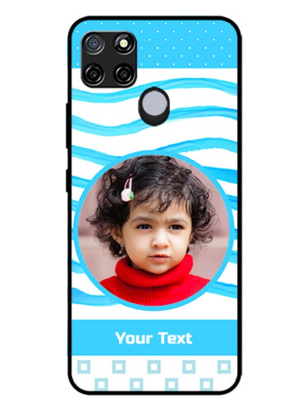 Custom Realme C12 Custom Glass Phone Case  - Simple Blue Case Design