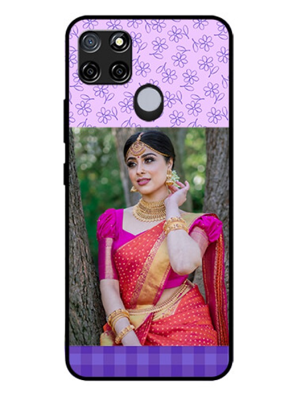 Custom Realme C12 Custom Glass Phone Case  - Purple Floral Design