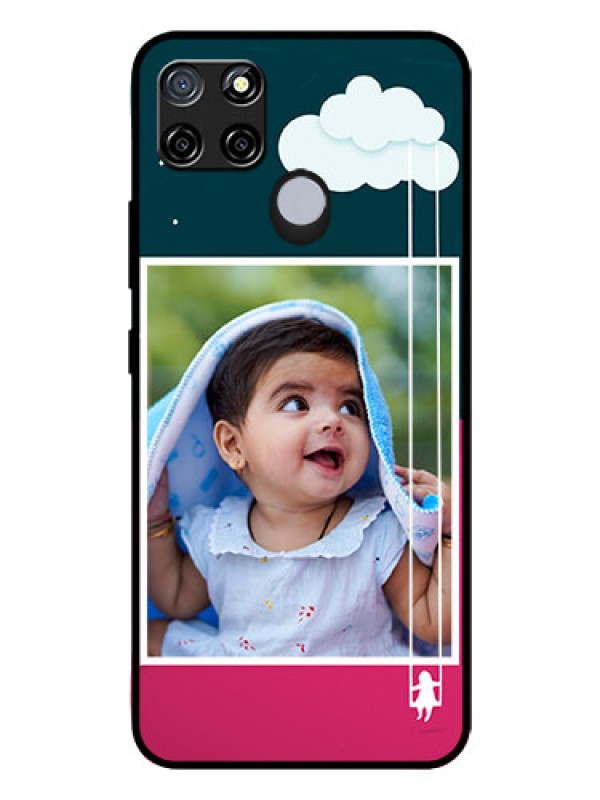 Custom Realme C12 Custom Glass Phone Case  - Cute Girl with Cloud Design