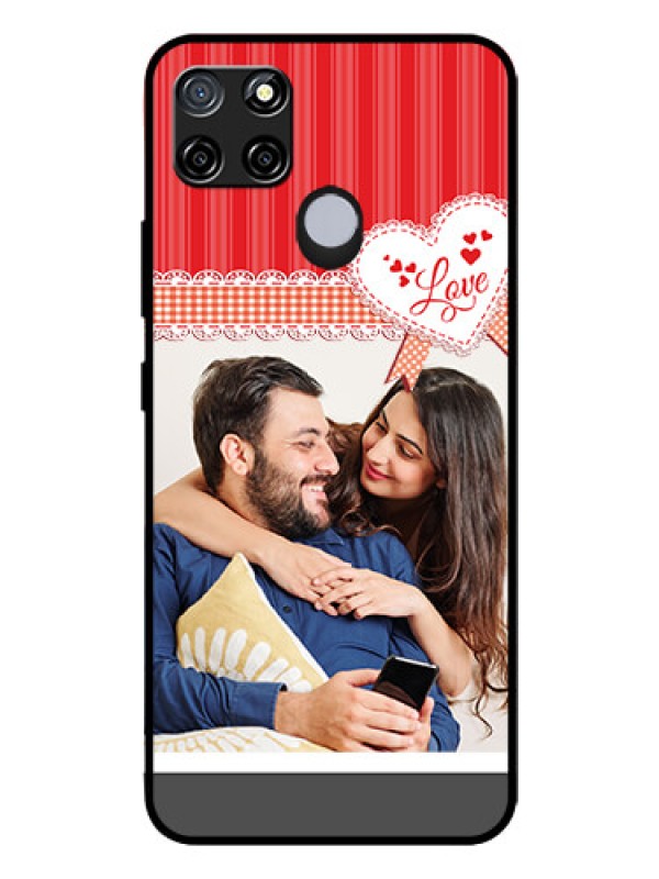 Custom Realme C12 Custom Glass Mobile Case  - Red Love Pattern Design