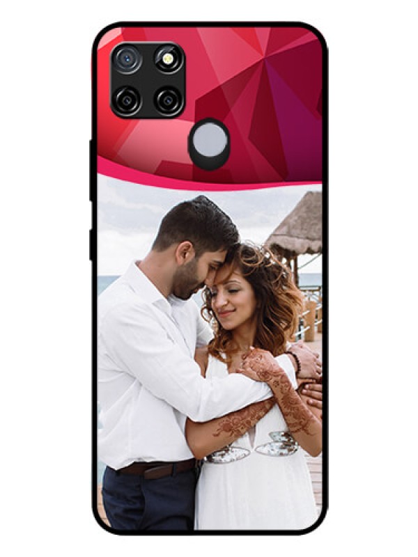 Custom Realme C12 Custom Glass Mobile Case  - Red Abstract Design