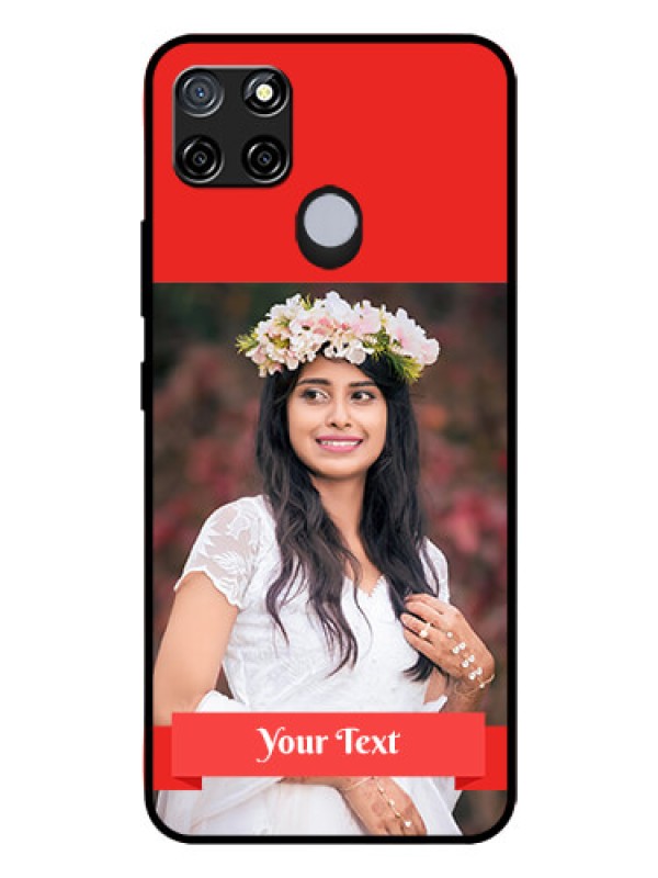 Custom Realme C12 Custom Glass Phone Case  - Simple Red Color Design