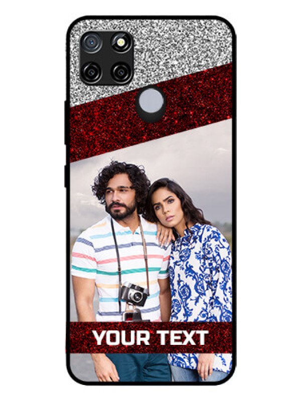 Custom Realme C12 Personalized Glass Phone Case  - Image Holder with Glitter Strip Design