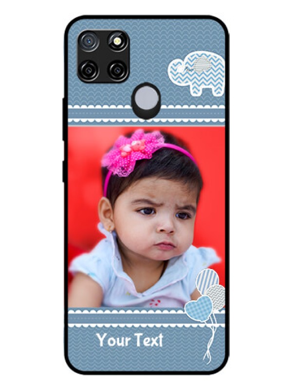 Custom Realme C12 Photo Printing on Glass Case  - with Kids Pattern Design