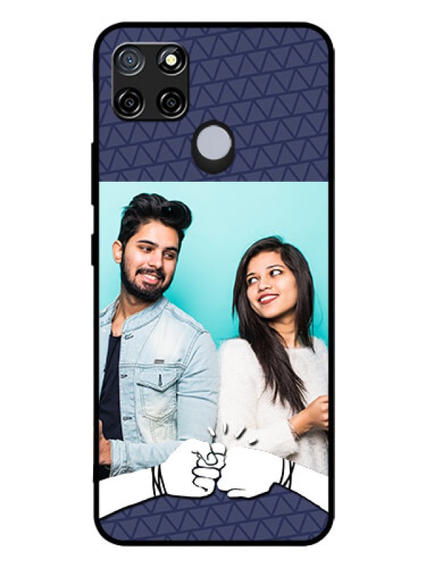 Custom Realme C12 Photo Printing on Glass Case  - with Best Friends Design  