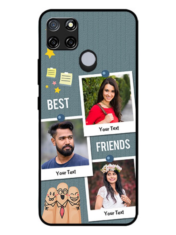 Custom Realme C12 Personalized Glass Phone Case  - Sticky Frames and Friendship Design