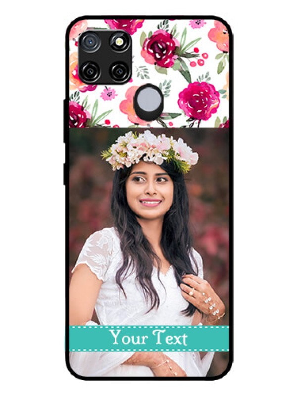 Custom Realme C12 Custom Glass Phone Case  - Watercolor Floral Design