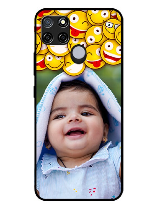 Custom Realme C12 Custom Glass Mobile Case  - with Smiley Emoji Design