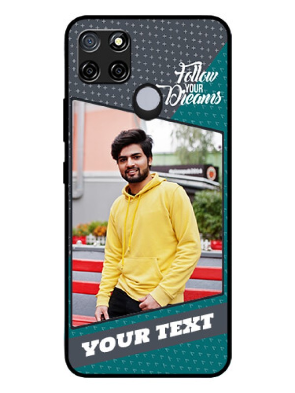 Custom Realme C12 Personalized Glass Phone Case  - Background Pattern Design with Quote