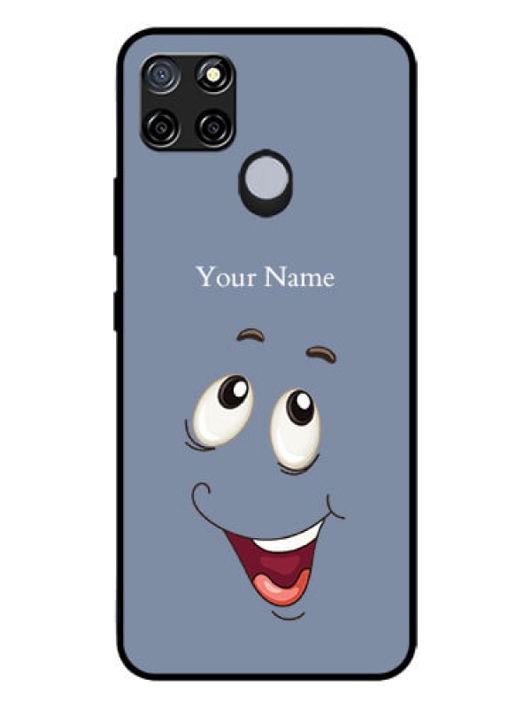 Custom Realme C12 Photo Printing on Glass Case - Laughing Cartoon Face Design