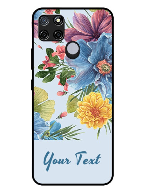 Custom Realme C12 Custom Glass Mobile Case - Stunning Watercolored Flowers Painting Design