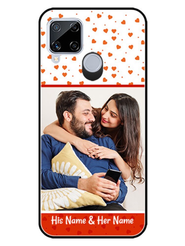 Custom Realme C15 Custom Glass Phone Case  - Orange Love Symbol Design