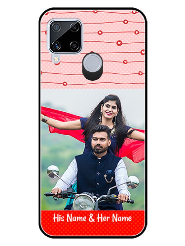 Custom Realme C15 Personalized Glass Phone Case  - Red Pattern Case Design