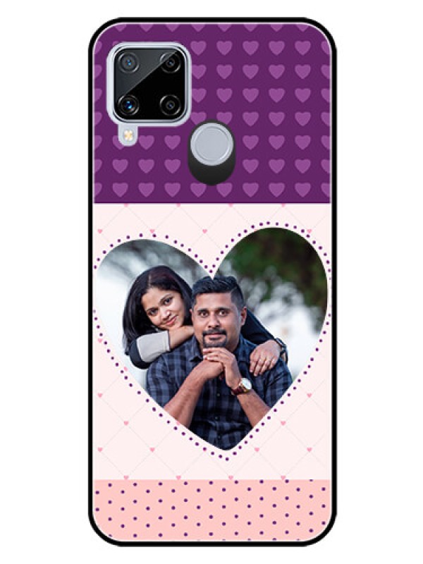 Custom Realme C15 Custom Glass Phone Case  - Violet Love Dots Design