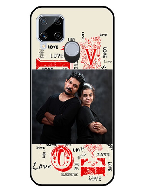 Custom Realme C15 Photo Printing on Glass Case  - Trendy Love Design Case