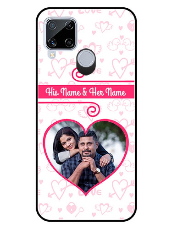 Custom Realme C15 Personalized Glass Phone Case  - Heart Shape Love Design