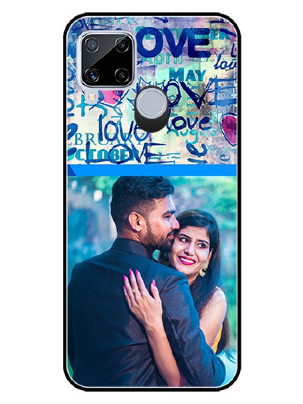 Custom Realme C15 Custom Glass Mobile Case  - Colorful Love Design