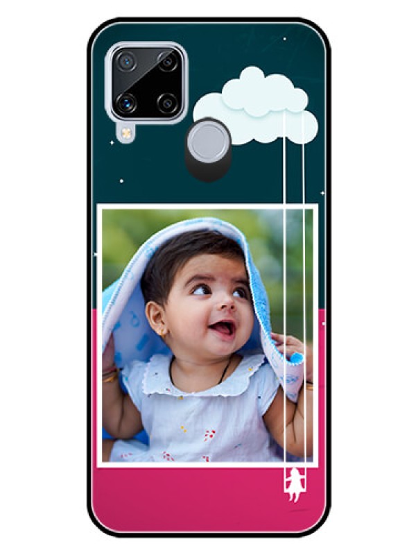 Custom Realme C15 Custom Glass Phone Case  - Cute Girl with Cloud Design