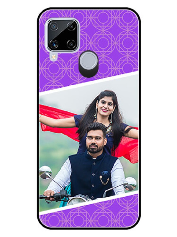 Custom Realme C15 Custom Glass Phone Case  - Violet Pattern Design