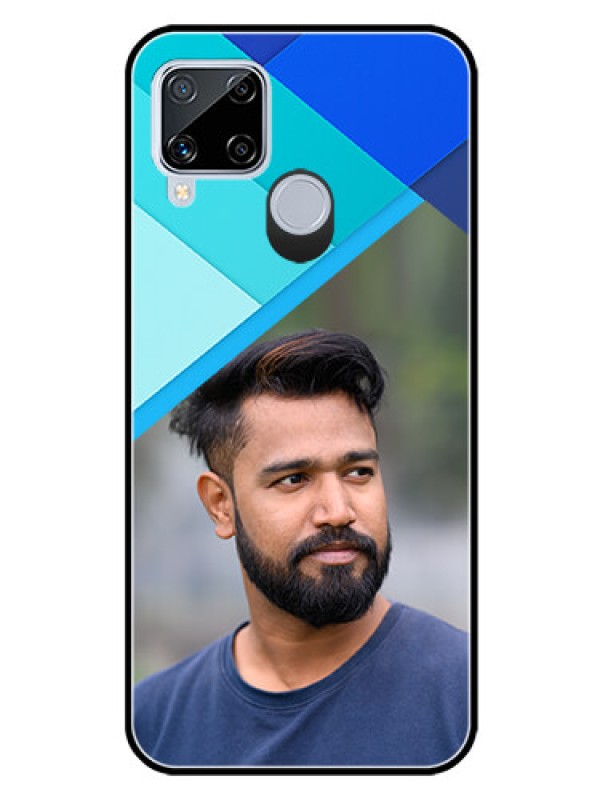 Custom Realme C15 Custom Glass Phone Case  - Blue Pattern Design