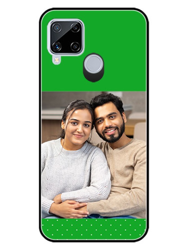 Custom Realme C15 Personalized Glass Phone Case  - Green Pattern Design