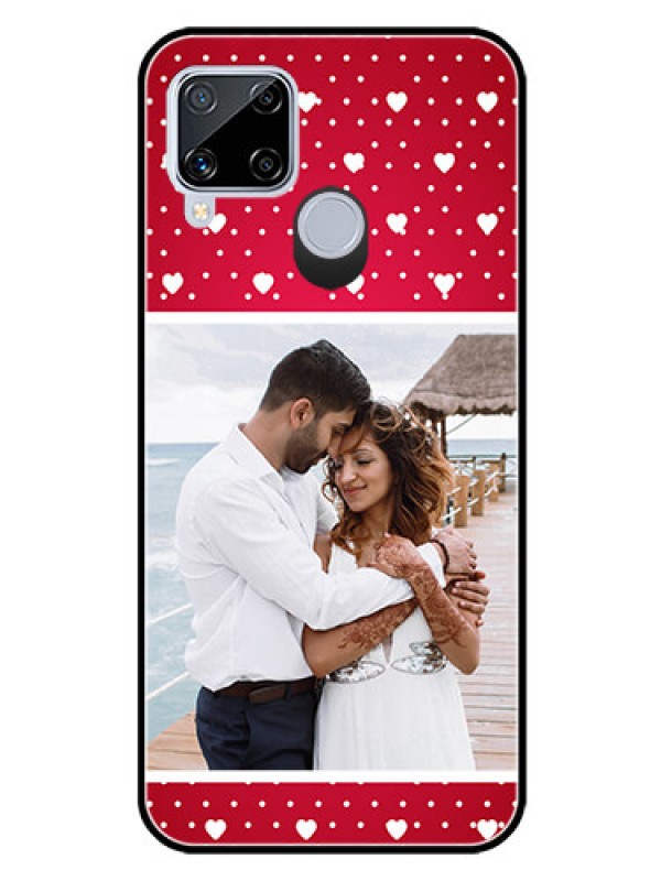 Custom Realme C15 Photo Printing on Glass Case  - Hearts Mobile Case Design