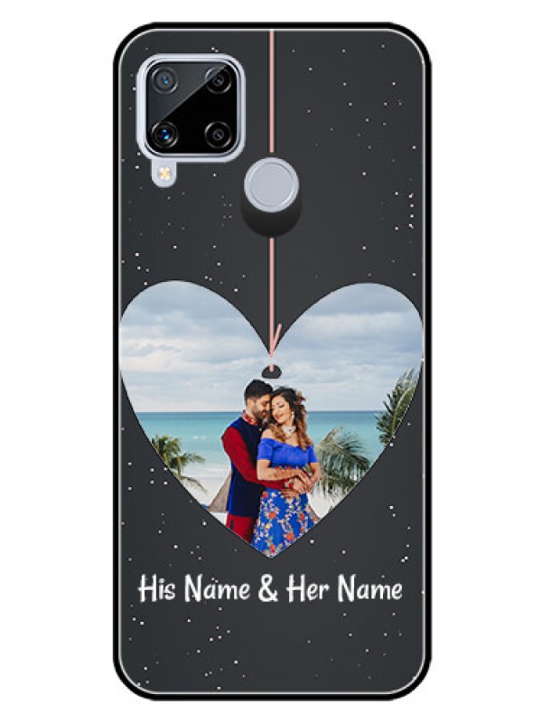 Custom Realme C15 Custom Glass Phone Case  - Hanging Heart Design