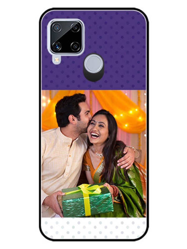 Custom Realme C15 Personalized Glass Phone Case  - Violet Pattern Design