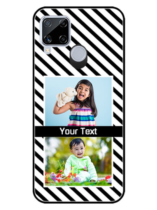 Custom Realme C15 Photo Printing on Glass Case  - Black And White Stripes Design