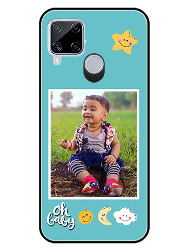 Custom Realme C15 Personalized Glass Phone Case  - Smiley Kids Stars Design