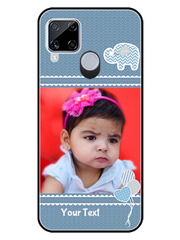 Custom Realme C15 Photo Printing on Glass Case  - with Kids Pattern Design