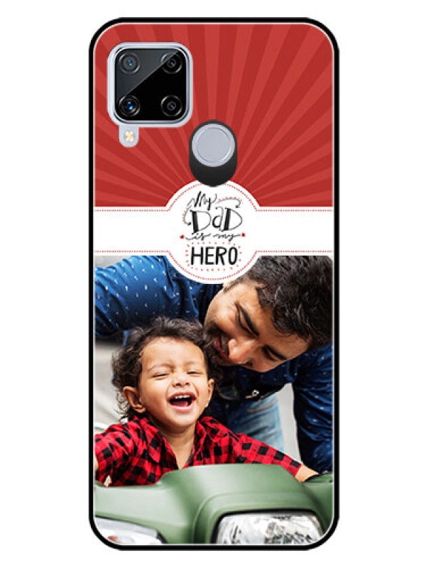 Custom Realme C15 Photo Printing on Glass Case  - My Dad Hero Design