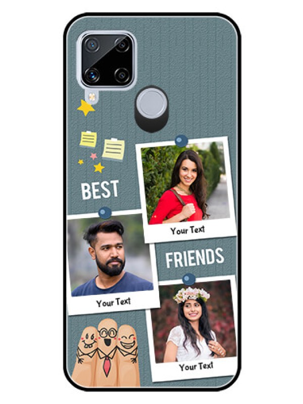 Custom Realme C15 Personalized Glass Phone Case  - Sticky Frames and Friendship Design