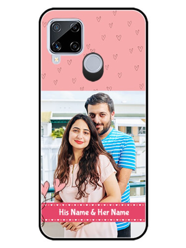 Custom Realme C15 Personalized Glass Phone Case  - Love Design Peach Color