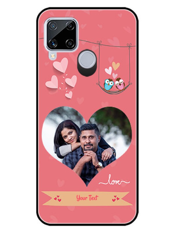Custom Realme C15 Personalized Glass Phone Case  - Peach Color Love Design 