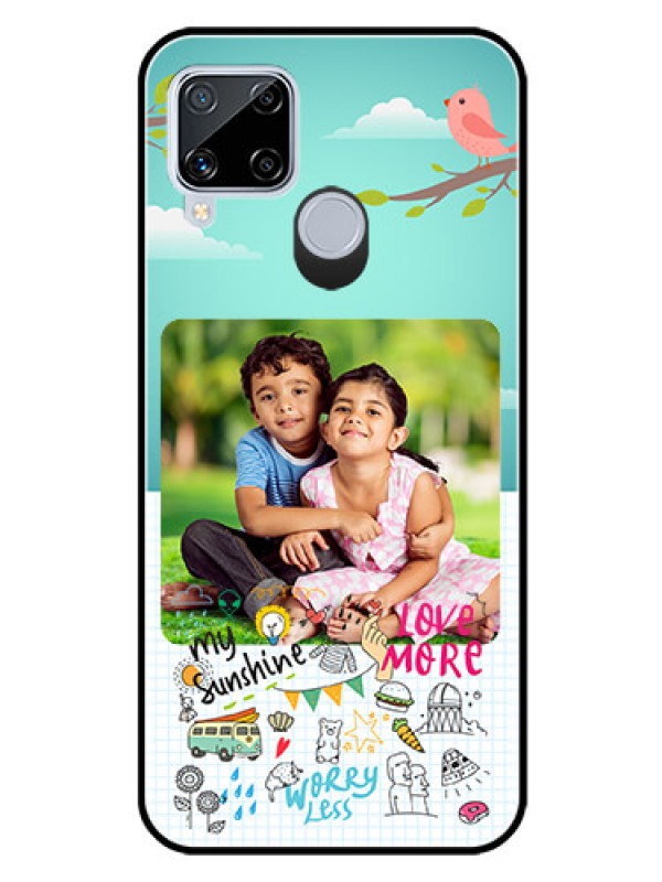 Custom Realme C15 Photo Printing on Glass Case  - Doodle love Design