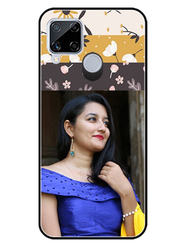 Custom Realme C15 Custom Glass Phone Case  - Stylish Floral Design