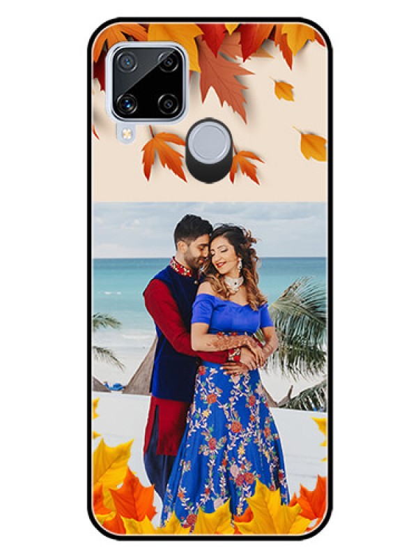 Custom Realme C15 Photo Printing on Glass Case  - Autumn Maple Leaves Design
